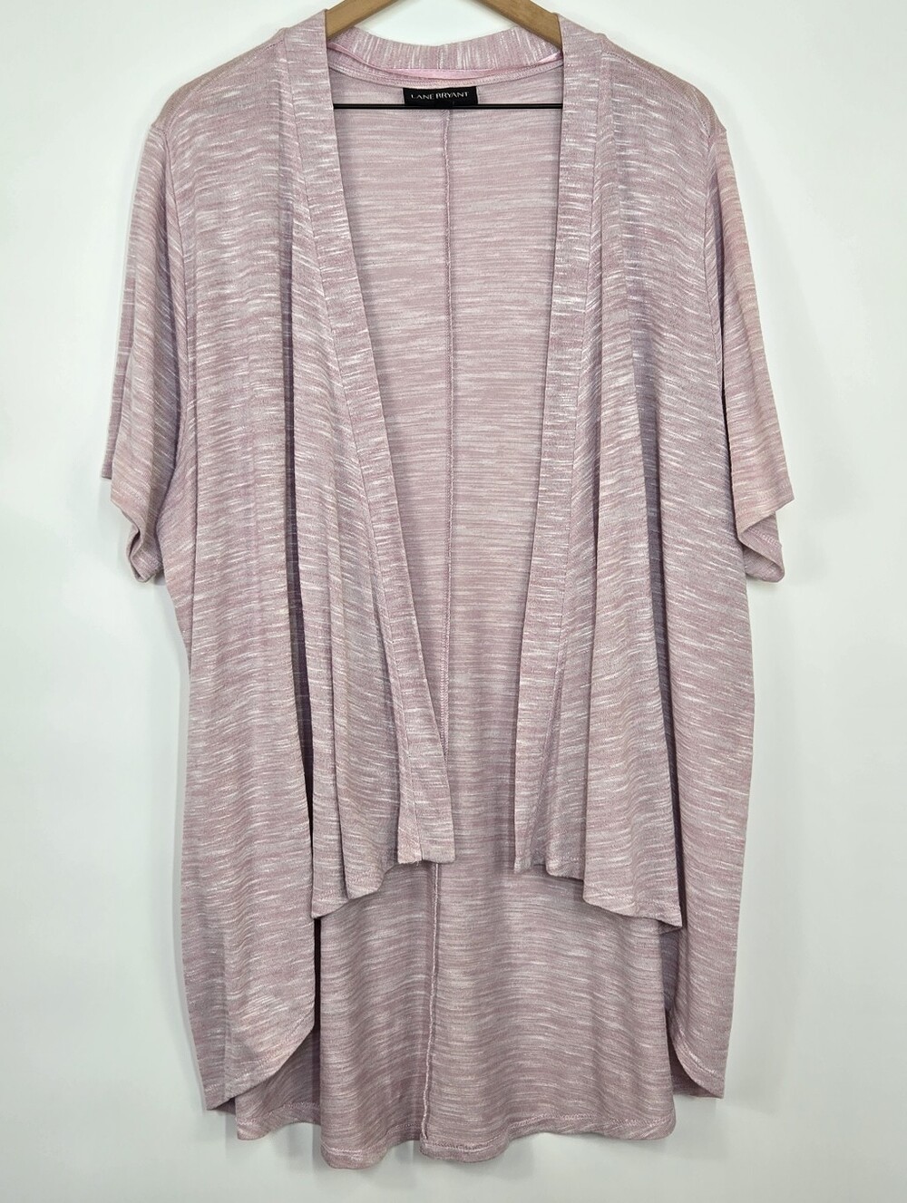 Lane Bryant Short Sleeve Open Cardigan Drape Front Lightweight Light Pink 22 24